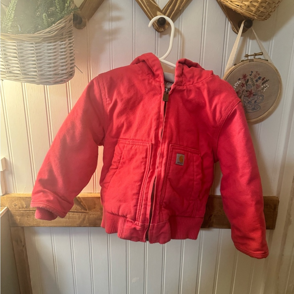 Pink Carhartt coat- Sherpa Lined 24 months